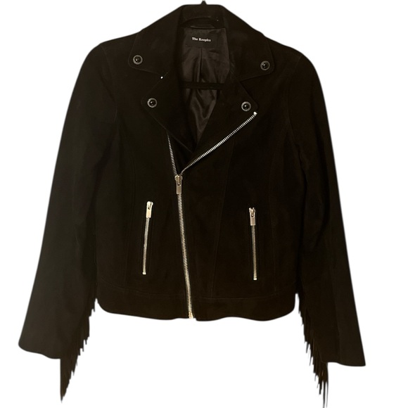 The Kooples Fringed Goat Leather Moto Jacket black suede - Picture 7 of 16